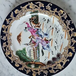 🐎HP🐎Antique Qianlong Chinese Export Porcelain Hand Painted Plate